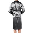 thumbnail image 3 of Men's Summer Bathrobe Solid Color Silk Pajamas Robe Kimono Soft Nightgown Bathrobes For Night Sleep Bathing Swimming Pool, 3 of 8