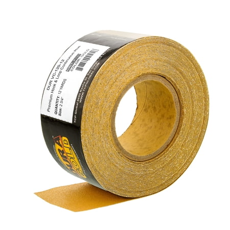 Dura-Gold Premium - 120 Grit Gold - Hook & Loop Backing Longboard Continuous Sandpaper Roll 2-3/4 Wide 12 Yards Long - For Auto & Woodworking Air File Long Board Sanders Hand Sanding Blocks