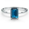 thumbnail image 3 of Gem Stone King 14K White Gold London Blue Topaz Solitaire Engagement Ring for Women | 1.98 Cttw | Emerald Cut 8X6MM | Gemstone November Birthstone | Size 8, 3 of 6