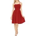thumbnail image 2 of HAPPY BAY Women's Casual Strappy Smocked Mini Swing Dress Tube Top Dresses for Women One Size Red, Solid, 2 of 4