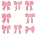 thumbnail image 2 of Foqnuq 8-Pack Pink Christmas Tree Bows, Hanging Ribbon Ornaments & PVC Reusable Bows, Gift Toppers, Pastel Holiday Party Wedding Home Decor, 2 of 9