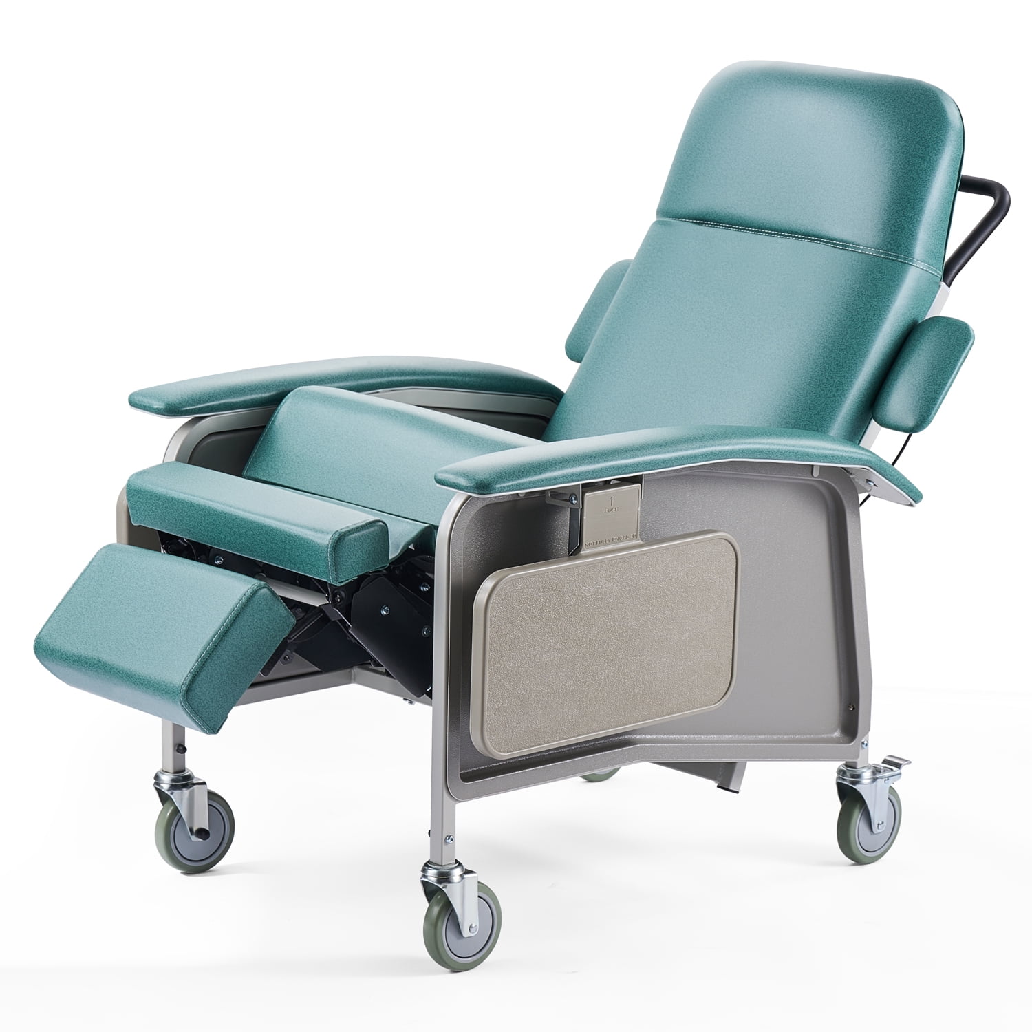KFFKFF Adjustable Medical Recliner Chair with 4 Positions, Trendelenburg Design, Comfortable Padded Seat, 4 Wheels, and Dual Trays for Healthcare Facilities and Home Care