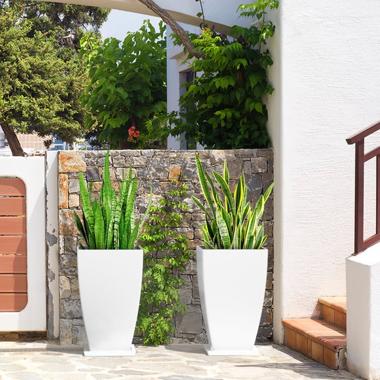 Fiason 2-Pack 21 Inch Square White Planters photo 8