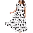 thumbnail image 1 of ICHUANYI Clearance Women Casual Loose Bohemian Floral Dresses With Pockets Short Sleeve Summer Beach Swinging Dress(White, L) ICHUANYI WER2023080711152, 1 of 4