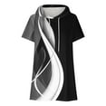 thumbnail image 3 of Samickarr Summer Tops For Women Vacation Trendy Womens Tops On Clearance锛乄omen's Printing Hooded Drawstring Round Neck Short Sleeved T-shirt Loose Top, 3 of 3