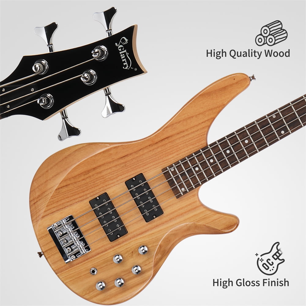 White 6-String Electric Bass Guitar with Active H-H Pickups