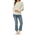 thumbnail image 3 of INSPIRE CHIC Women's Drop Shoulder Elbow Catsss Patch Loose Pullover Sweater M White, 3 of 9