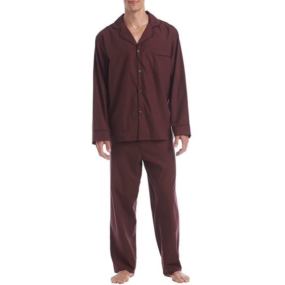 Hanes Mens Big & Tall Broadcloth Cotton Blend Pajama Set 41458-XXXX-Large (Burgundy)