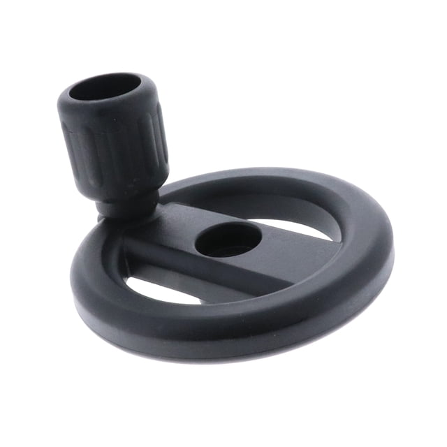 reemplazo del conjunto del volante de la sierra de mesa para dewalt dwe7490x dwe7499gd dwe7491rs volante negro circular con pomo, vista frontal en primer plano mostrando el aro redondo con dos ranuras radiales y orificio central; OEM 5140135-52, montaje empaquetado a granel, compatible con sierras DeWALT listadas; a menudo usado como repuesto directo en ajustes de altura y avance de la hoja.