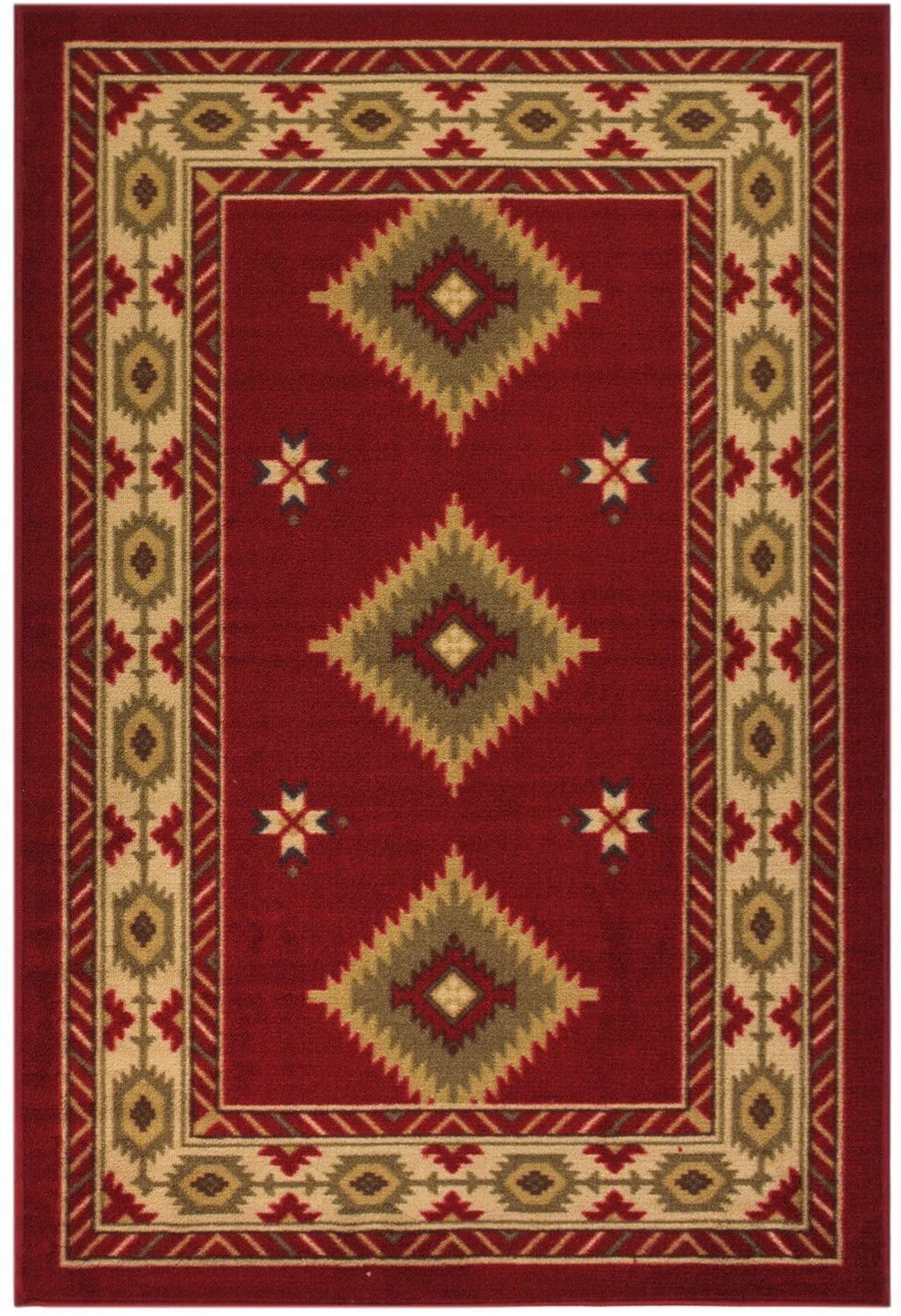 23 x 7' Teal Blue, 23 x 7 Southwestern Runner and Area Rug Dark Red Printed Slip Skid Resistant Rubber Back 3 Color Options Rug Styles RUB1096-2X7