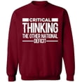 thumbnail image 2 of OXI Crewneck Sweatshirt - Critical Thinking,Basic Casual Sweatshirts for Men's and Women Fleece Sweatshirt Long Sleeve- Cardinal Red 2X-Large, 2 of 2