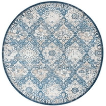 SAFAVIEH Orlando Mira Geometric Machine Washable Area Rug, Blue/Beige, 5'5" x 5'5" Round