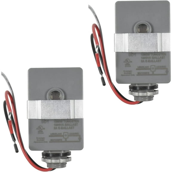 HQRP 2-Pack Photocell Thermal Type Light Sensor Stem Mount Dusk to Dawn Hardwired Switch Photoelectric Control for Barn Lights Outdoor