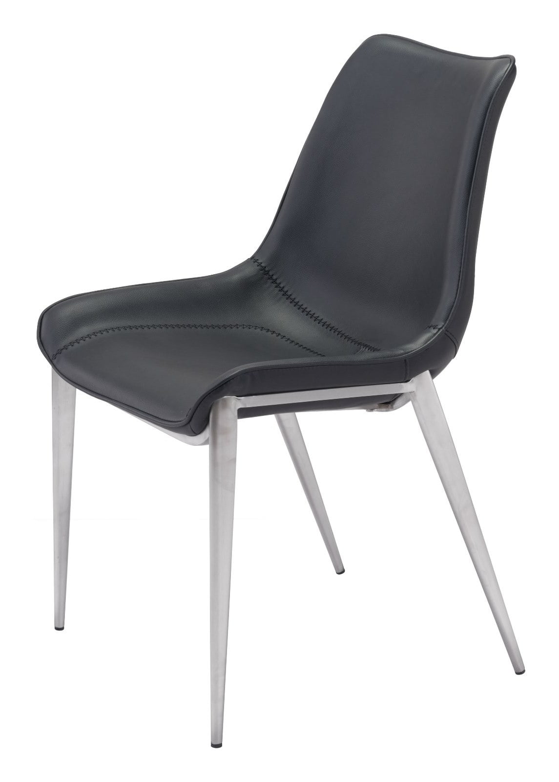 Modern Contemporary Dining Chair Set Of 4 Black Silver Faux Leather Brushed Stainless Steel Walmart Com Walmart Com