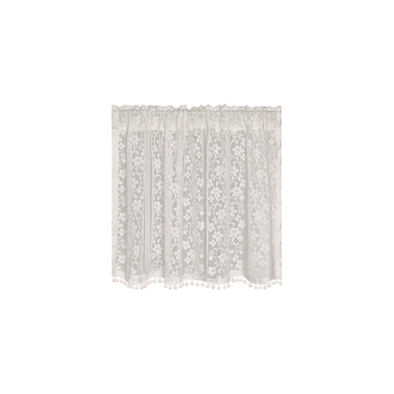 Cinvoph Semi Sheer Short Curtains Lace Cafe Curtains Voile Window Draperies Treatment for Bedroom Living Room Rod Pocket 24"x39"
