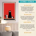 thumbnail image 4 of Black Cat Coffee Poster, Red Kitchen Wall Art, Funny Minimalist Cat Print, Moka, Matte Canvas Stretched, Posters for Room Bedroom Living Room Bathroom Wall Decor, Posters & Art Prints, Gift., 4 of 7