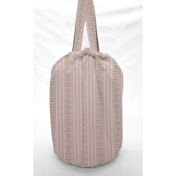 Striped Vines Reusable Fabric Gift Bags and/or Bags by Penny's Needful Things (Drawstring Tote) (Pink)