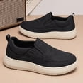 thumbnail image 5 of Domuza Men's Slip On Canvas Loafers, Breathable Woven Fabric Casual Walking Shoes, Lightweight Cushioned Platform Slip In Sneakers for Daily Wear Black 7.5 (EU-40), 5 of 6