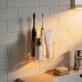 thumbnail image 4 of Wall Mounted Toothbrush and Toothpaste Holder for Bathroom Storage with No Drill Adhesive Design for Space Saving Organization Transparent, 4 of 4