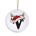 thumbnail image 2 of Black 26 Letter Christmas Tree Hanging Pendant with Reindeer Antler Decorative Balls Santa Hat 3.15" White Acrylic Discs Alphabet Keepsake for Holiday Xmas Winter Decor, 2 of 9