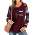 thumbnail image 2 of Women Round Neck Long Sleeves Color Block Tunic Shirt, 2 of 8