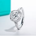 thumbnail image 2 of Silvago Jewel Stamped 14K White Gold Plated Engagement Ring - Oval Cut 2.3 Ct Lab Created Diamond Split Shank Wedding Ring - Wedding Anniversary Gifts - Halo Ring - Silver Rings Clearance, 2 of 9
