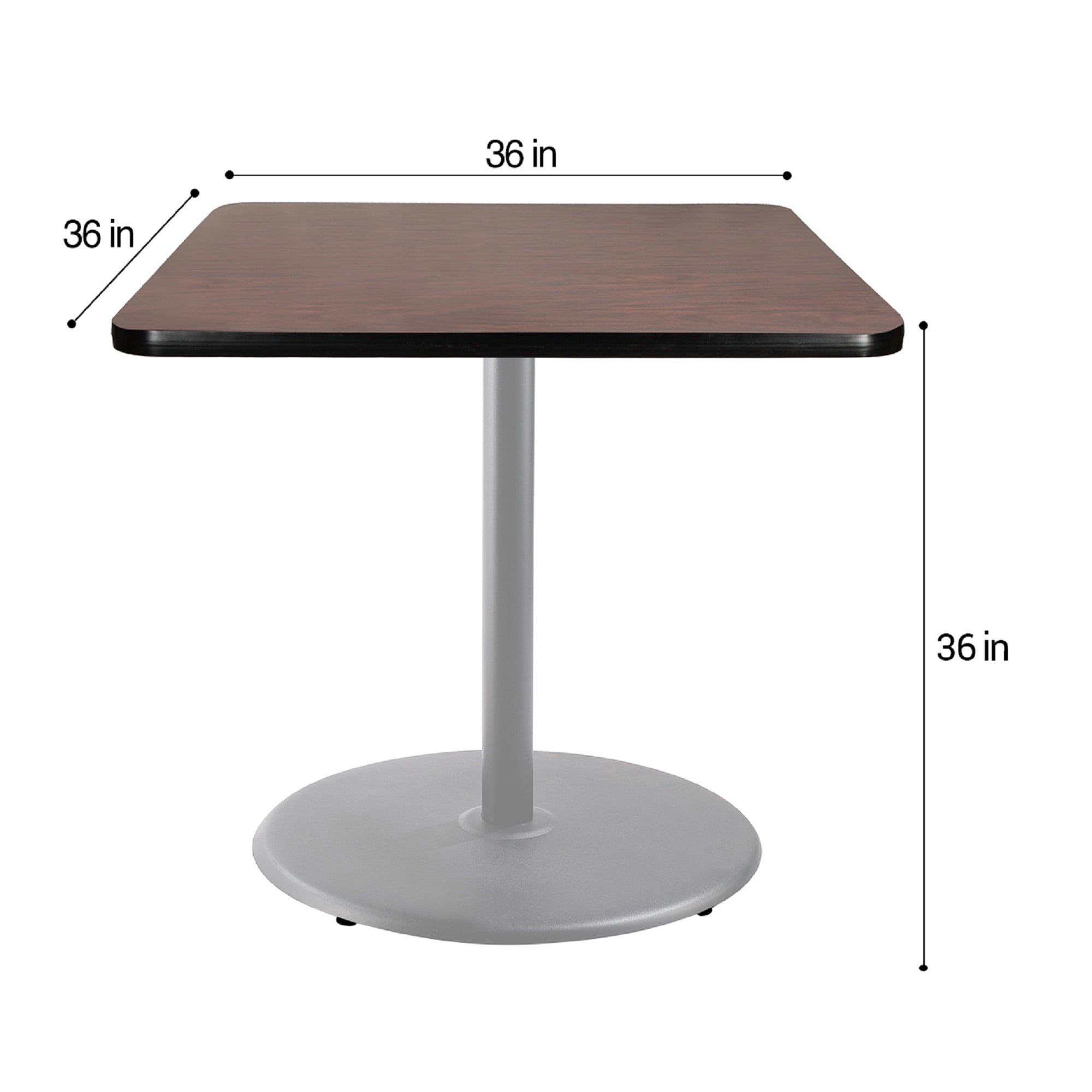 Hampden Furnishings Bennet Collection 36 Inch Cafe Table with Steel Frame and Mahogany Top