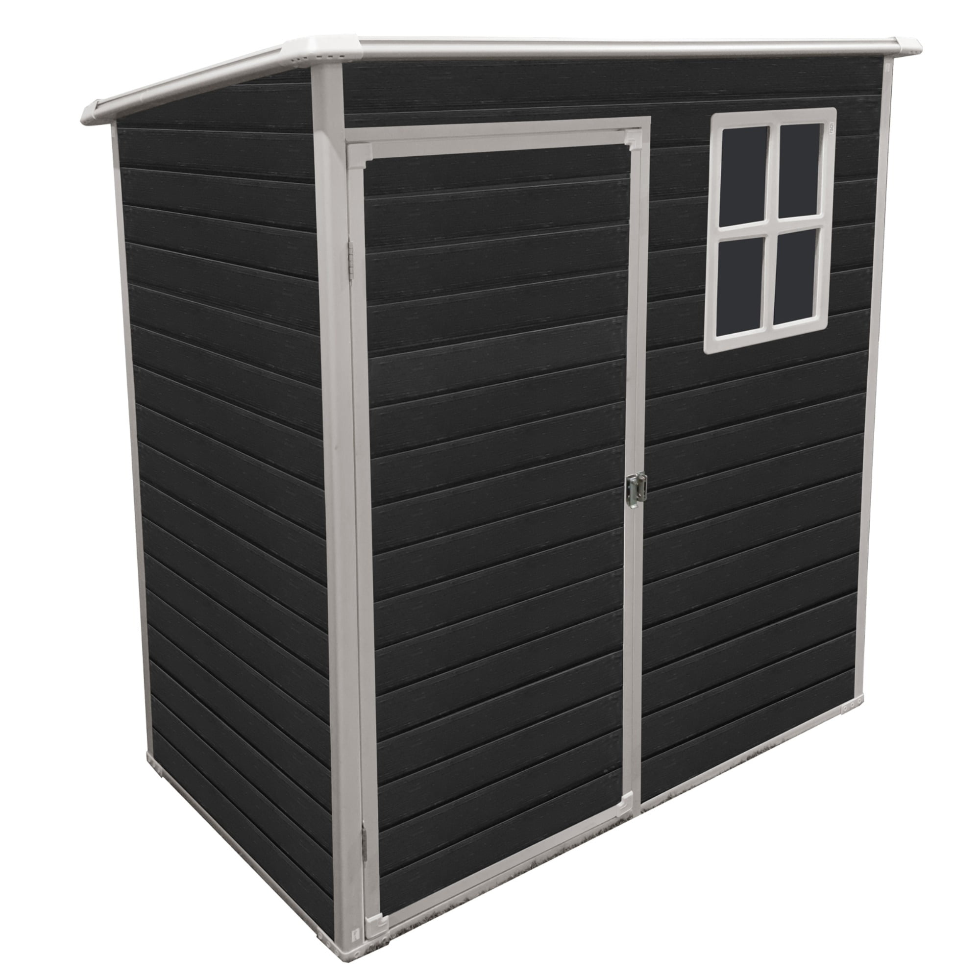 JXXRZ 5x3FT Waterproof Resin Storage Shed, Outdoor Storage Shed with Floor and Lockable Door for Backyard, Lawn, Black