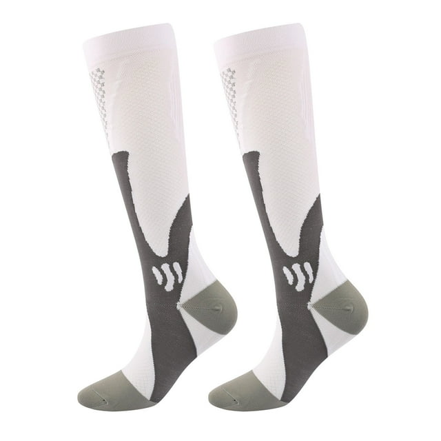 MZXELPRJD Chaussettes Invisibles Femmes Hommes Chaussettes de Compression Mi-Mollet Bas de Compression pour Marche Course Nylon Unisexe Randonnée, Chaussettes Blanches Blanches P