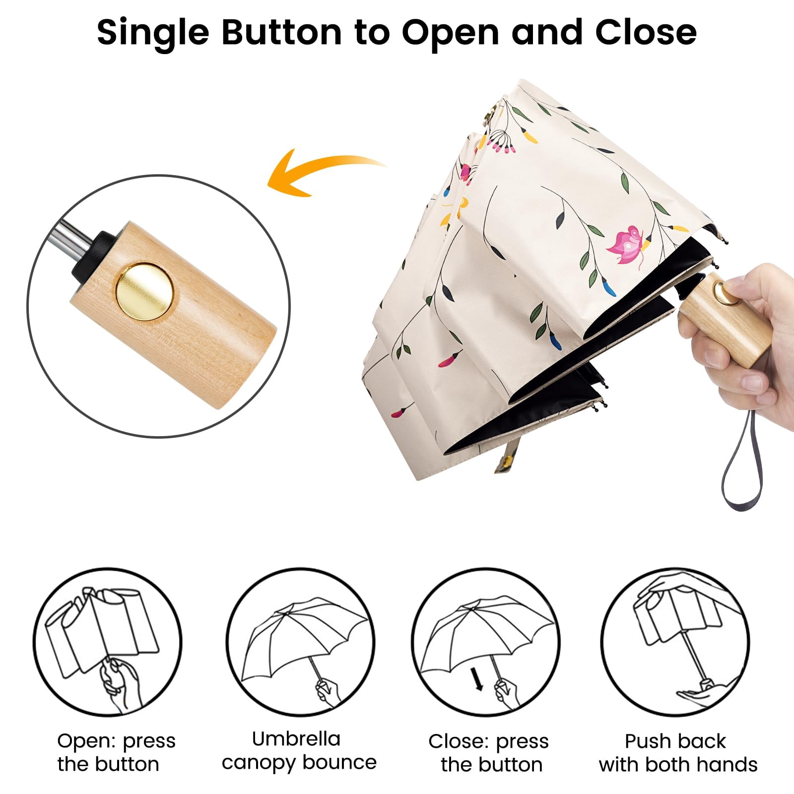G4Free UPF 50+ UV Protection Travel Sun Umbrella Compact 42 Inch Small UV Blocking SPF Umbrella Auto Open Close
