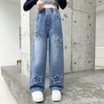 thumbnail image 2 of Hpgjzj Bow Jeans for Girls Wide Leg Baggy Denim Pants Cute High Waisted Trousers Kids Casual Y2k Streetwear with Pockets 5-15Y, 2 of 7