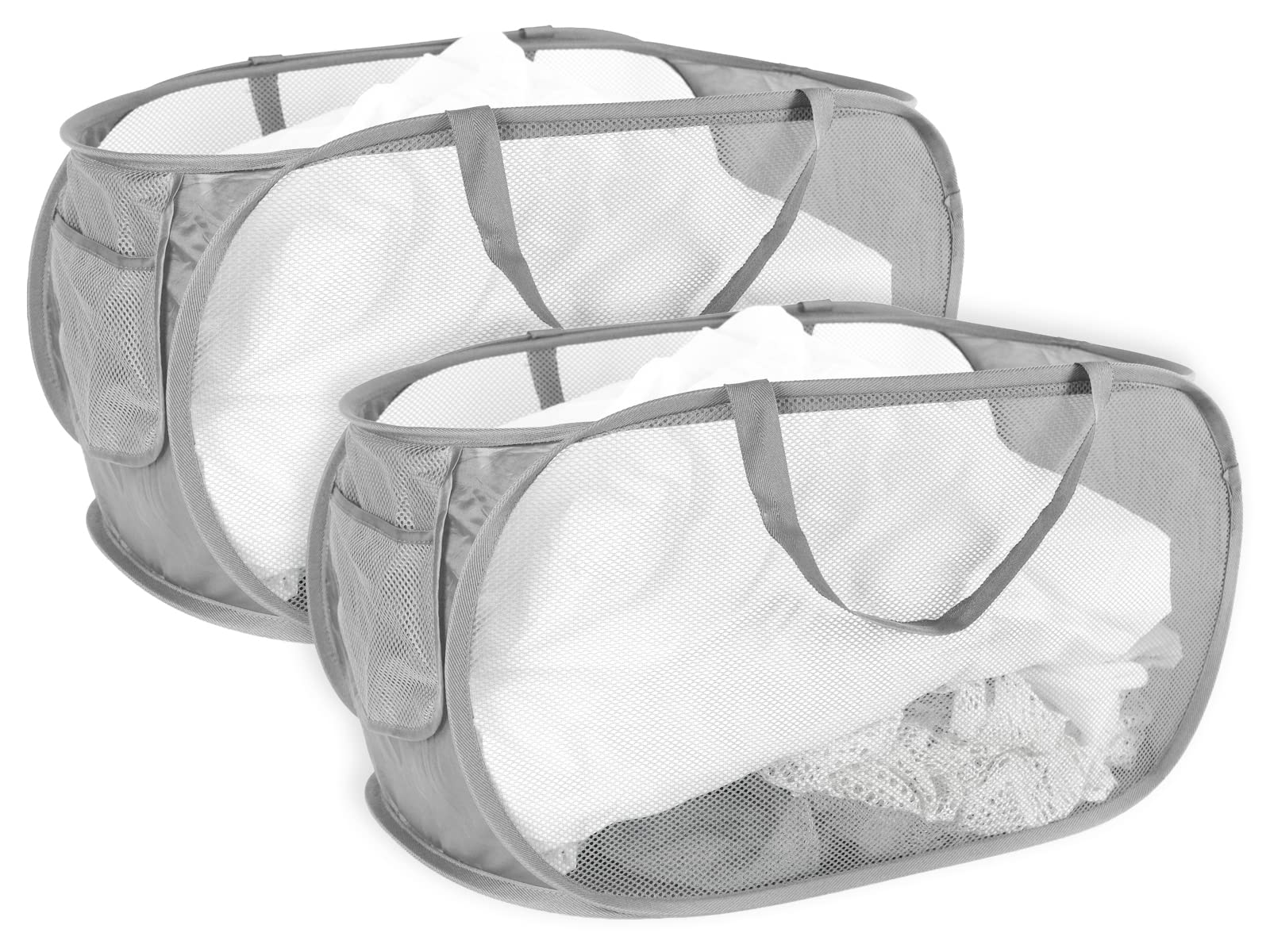 ASYTTY 2 PCs Durable Collapsible Laundry Baskets,Mesh Pop Up Laundry