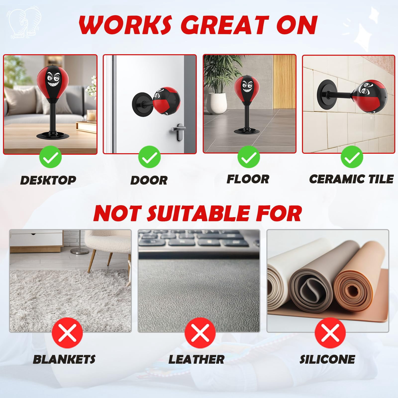 Desktop Punching Bag With Suction Cup - For Office Desk  Heavy Duty Boxing Ball Adults And Fun Gift Coworkers & Friends