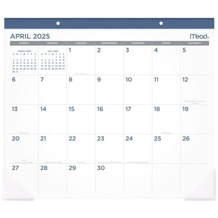 Mead Core Monthly Desk Pad Calendar Large ( 21.75" x 17") Blue 15 Month April 2025 - June 2026