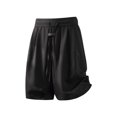 thumbnail image 3 of Casual Elastic Waist Straight Leg Shorts Summer Beach Blend Lightweight Comfortable Solid Color Loose Fit, 3 of 4