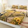 thumbnail image 3 of Castle Fairy Black White Cow 4 Pieces Queen Sheet Sets for Boys Girls,Rustic Farmhouse Cottage Ultra Soft Flat Sheet,Chic Floral Sunflowers Queen Fitted Sheet,Breathable Home Decor, 3 of 7
