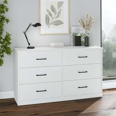 Ameriwood Home Pearce Wide Transitional 6 Drawer Dresser, Black