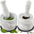 thumbnail image 7 of Laevo White Marble Mortar and Pestle Set - Heavy Duty Stone Spice Grinder - 2.1 Cup Capacity, 5.5-Inch Reversible Mortar and Pestle Set for Guacamole, Pesto, Spices - Large, 7 of 7