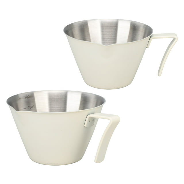 Stainless Steel Coffee Measuring Cup, 100ml Capacity Portable Metal Espresso Shot Cup with Handle Milk Frothing Pitcher Cup Measurer Tool for Hotel