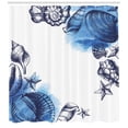 thumbnail image 3 of Ambesonne Ocean Shower Curtain, Sealife Sea Shells Sand, 69"Wx70"L, Navy Blue and White, 3 of 3