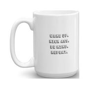 Wake Up. Kick Ass. Be Kind. Repeat. Motivational Office Coffee & Tea Gift Mug For A Coworker And Men & Women Boss (15oz)
