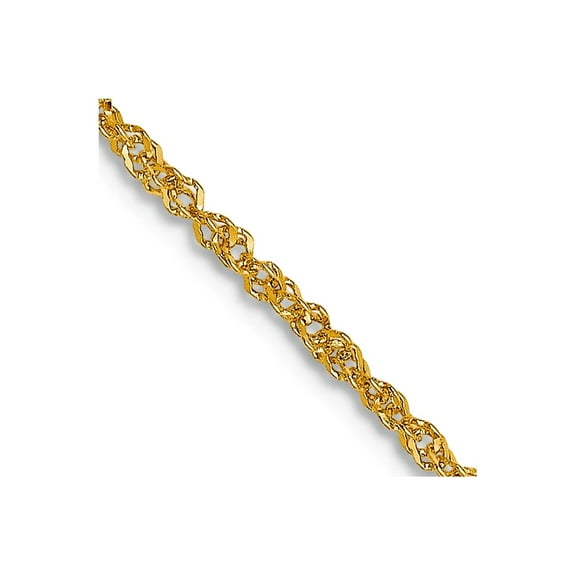 18k Solid Yellow Gold Lobster Claw Closure 1.10mm Singapore Chain Necklace 16 Inch Chain Necklace for Women and Men