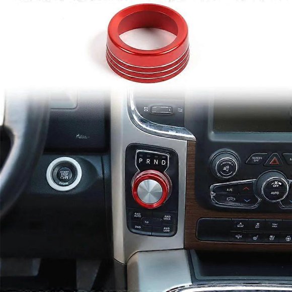 Gear Shift Switch Knob Cover Trim Aluminum for Dodge RAM 2013- Accessories Red