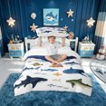 thumbnail image 2 of meiyoeat Watercolor Whale Shark Twin Duvet Cover for Kids Boys Girls, Tropical Coral Animal Twin Bedding, White Blue, Reversible, 2 Pieces, 1 Duvet Cover and 1 Pillowcase, 2 of 6