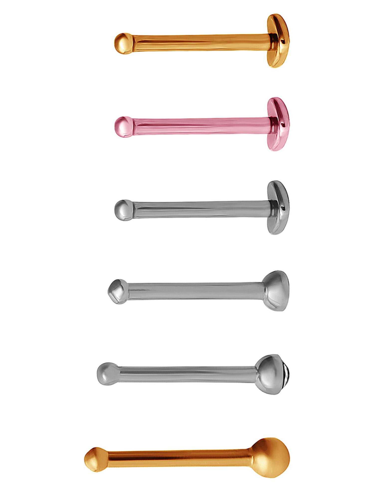 No Boundaries Women's 20G Nose Stud Multi Pack, 6-Piece Set