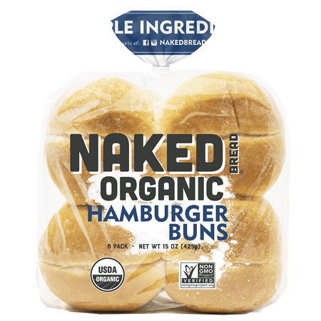 Naked Bread Organic Hamburger Buns, 15 oz, 8 Count