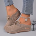 thumbnail image 6 of Rokment Womens Buckles Orthotic Clogs with Arch Support Trendy Casual Suede Closed Toe Platform Wedges Mid Heels Mules Backless Sandals for Ladies Summer Fall Khaki Size 7, 6 of 9