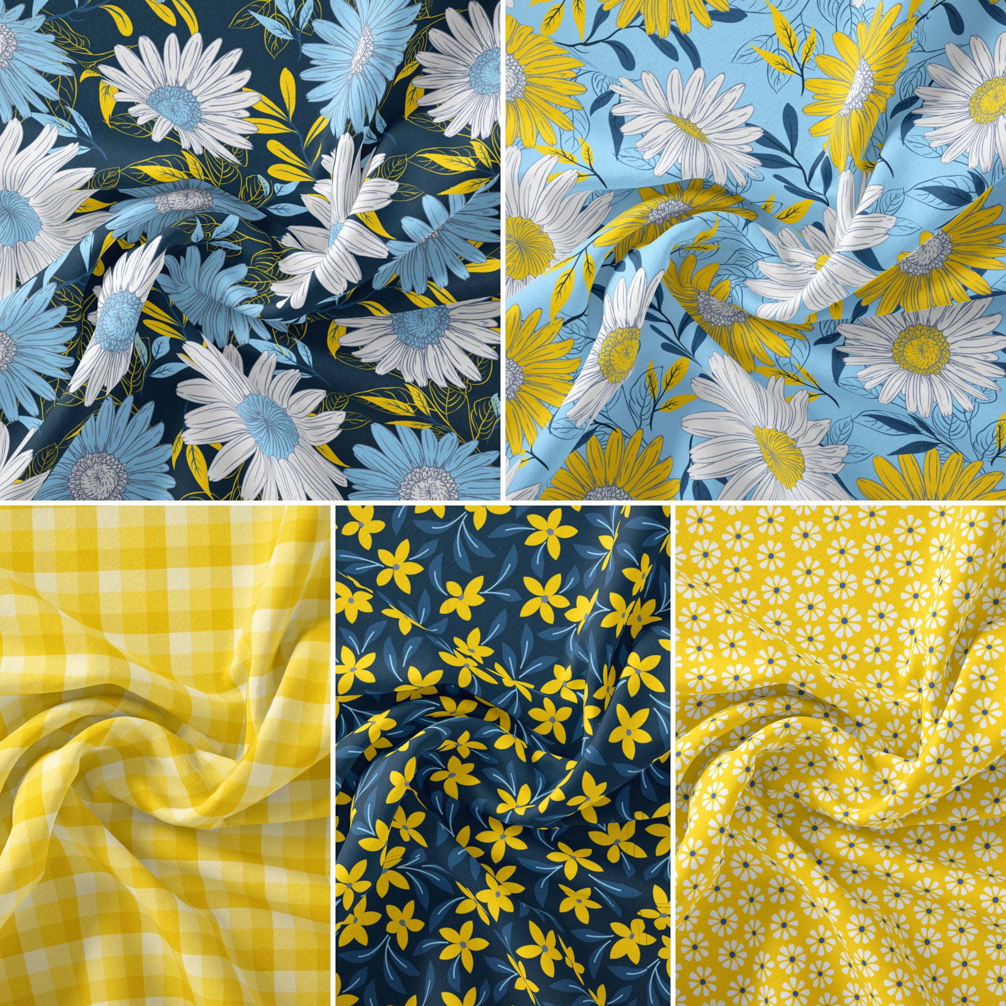 (3 pack) David Textiles 18" x 21" 100% Cotton Darling Daisy, Multi-color, for Quilting & Sewing, 5 Pieces