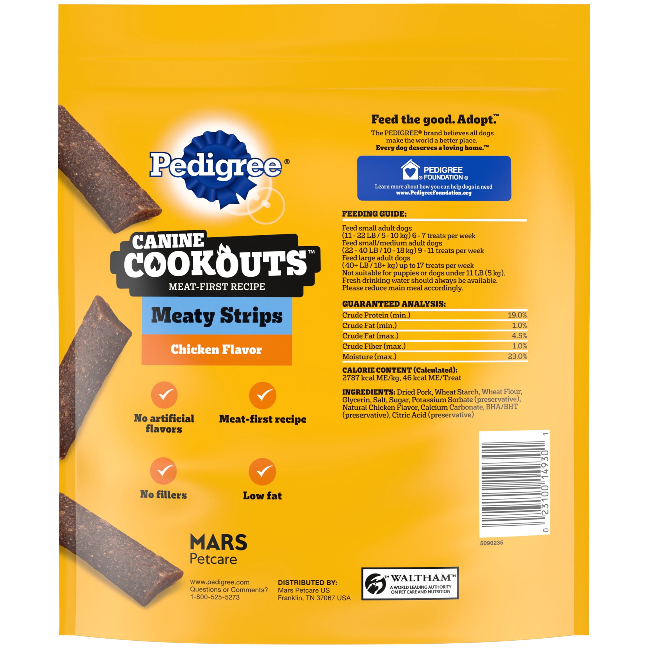 Pedigree Canine Cookout Soft Dog Treats, Chicken Flavored Meaty Strips, 18.2 oz Bag
