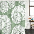 thumbnail image 4 of Extra Long Shower Curtain 72x96 Inch, Vintage Shell Sage Green Shower Curtain Waterproof Bathroom Decor, Summer Ocean Coastal Fabric Bath Curtain Set Accessories with Hooks, 4 of 7